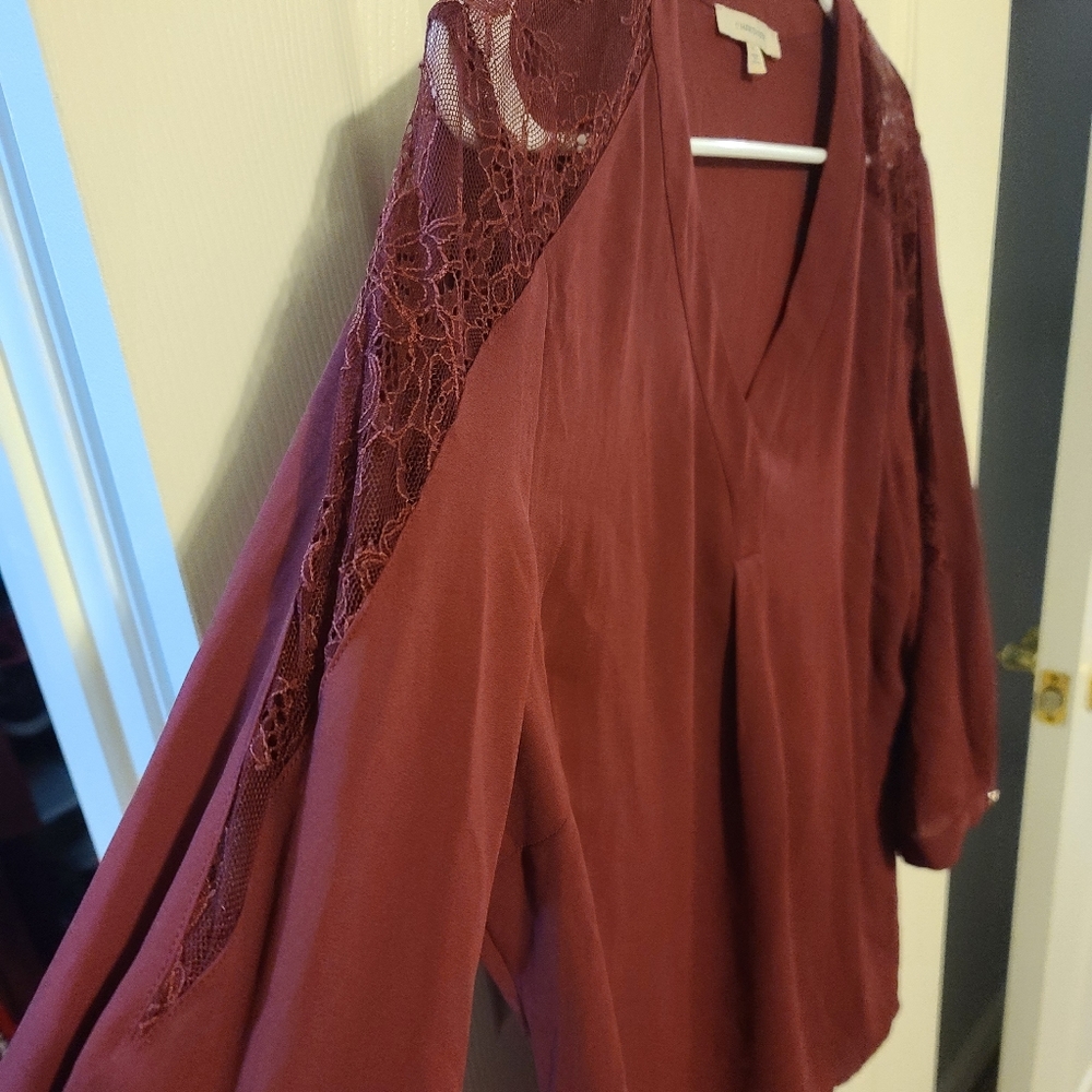 3/4 sleeve Maroon Top
